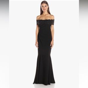 Badgley Mischka Size 2 Black prom/evening dress beaded lace, mermaid style